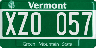 VT license plate XZO057