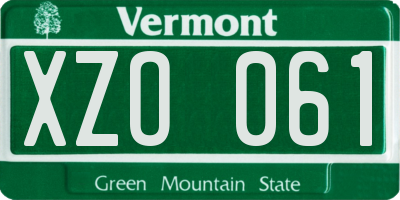 VT license plate XZO061