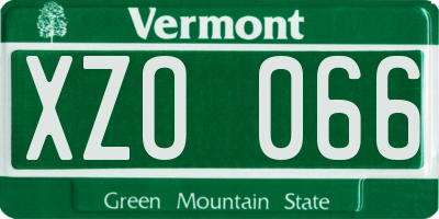 VT license plate XZO066
