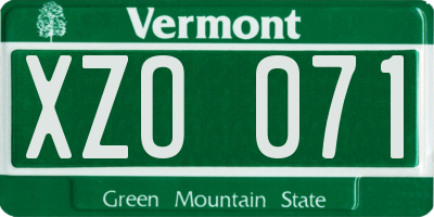 VT license plate XZO071