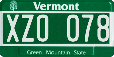 VT license plate XZO078