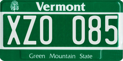 VT license plate XZO085