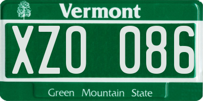 VT license plate XZO086