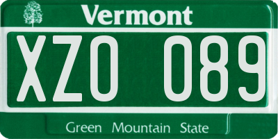 VT license plate XZO089