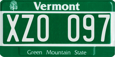 VT license plate XZO097