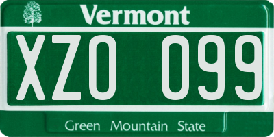VT license plate XZO099
