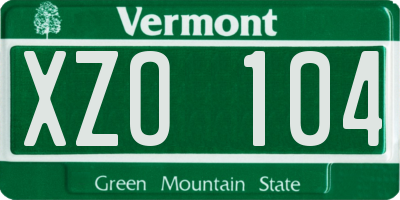 VT license plate XZO104