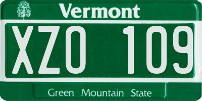 VT license plate XZO109