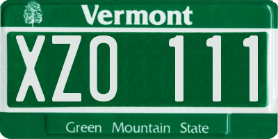 VT license plate XZO111