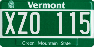 VT license plate XZO115