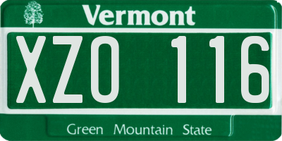 VT license plate XZO116