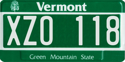 VT license plate XZO118