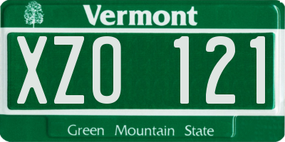 VT license plate XZO121