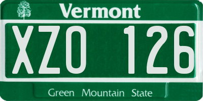 VT license plate XZO126