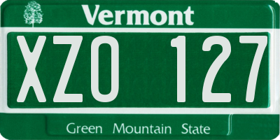 VT license plate XZO127