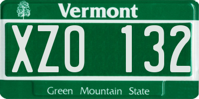 VT license plate XZO132