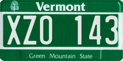 VT license plate XZO143