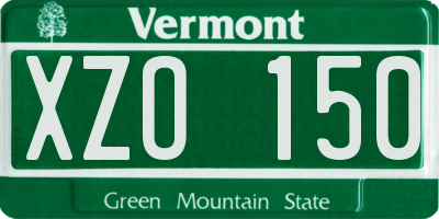 VT license plate XZO150