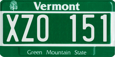 VT license plate XZO151