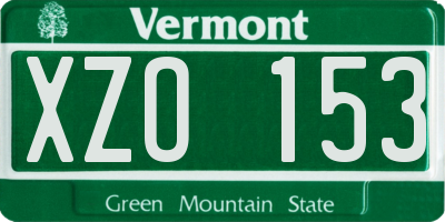 VT license plate XZO153