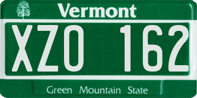 VT license plate XZO162