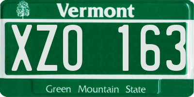 VT license plate XZO163
