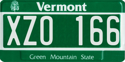 VT license plate XZO166