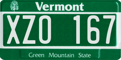 VT license plate XZO167