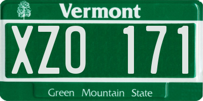 VT license plate XZO171