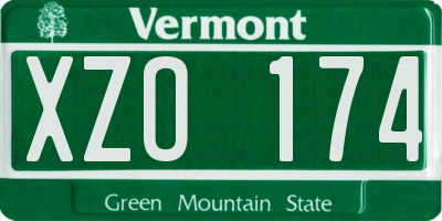 VT license plate XZO174
