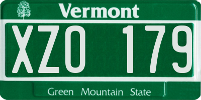 VT license plate XZO179