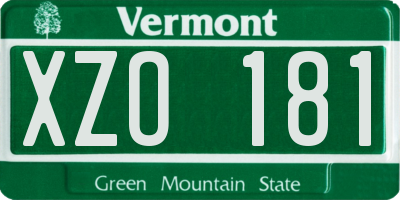 VT license plate XZO181