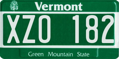 VT license plate XZO182