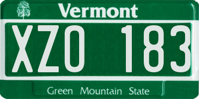 VT license plate XZO183
