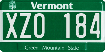 VT license plate XZO184