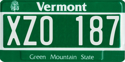VT license plate XZO187