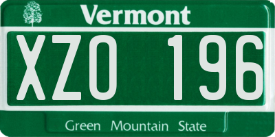 VT license plate XZO196