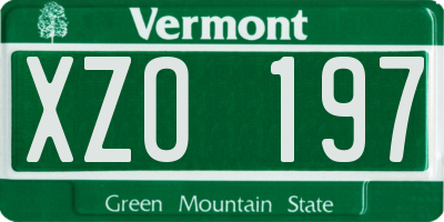 VT license plate XZO197