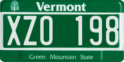 VT license plate XZO198