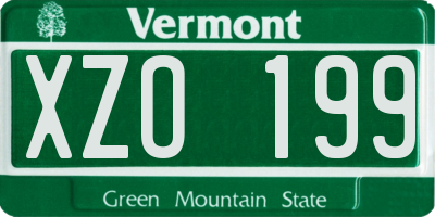 VT license plate XZO199