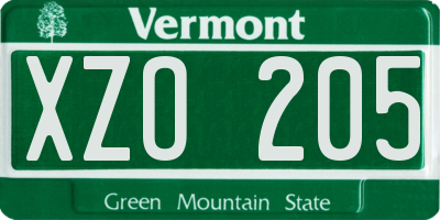 VT license plate XZO205