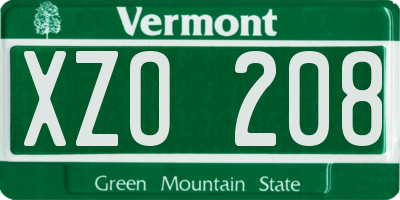 VT license plate XZO208