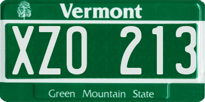 VT license plate XZO213
