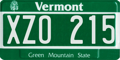 VT license plate XZO215