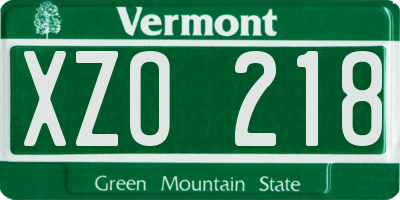 VT license plate XZO218