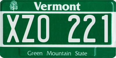VT license plate XZO221