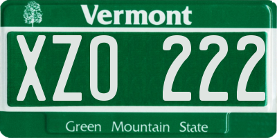 VT license plate XZO222