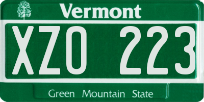 VT license plate XZO223