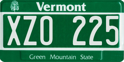 VT license plate XZO225