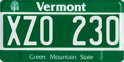 VT license plate XZO230